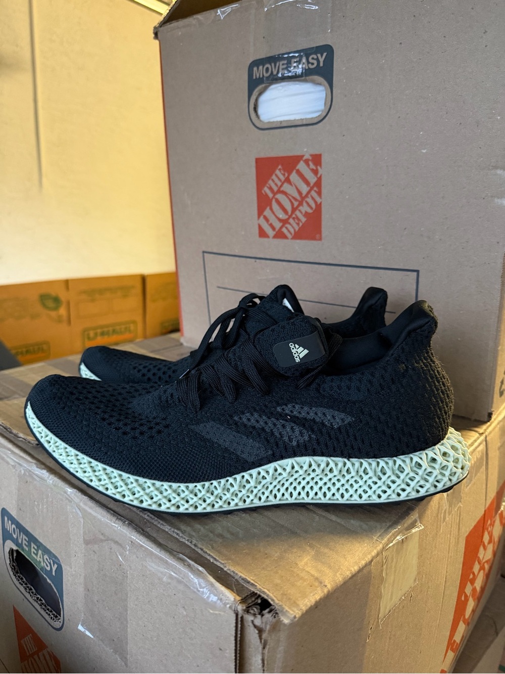 adidas Black runner
 Knit Sneaker with Light Green 4D Midsole